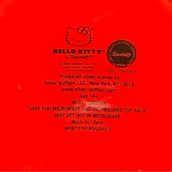 Hello Kitty with Milk Bottle and Goldfish Bowl 9” Ceramic Dinner Bowl - Picture 8 of 8